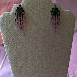 Black n Pink Chandelier Earrings